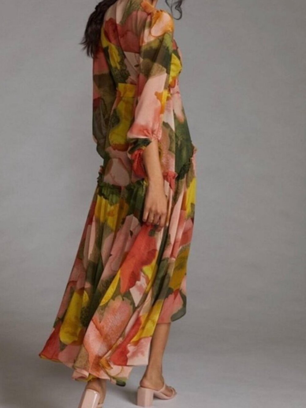 Anthropologie Hutch Floral Geo Wrap Maxi Dress Women Size M